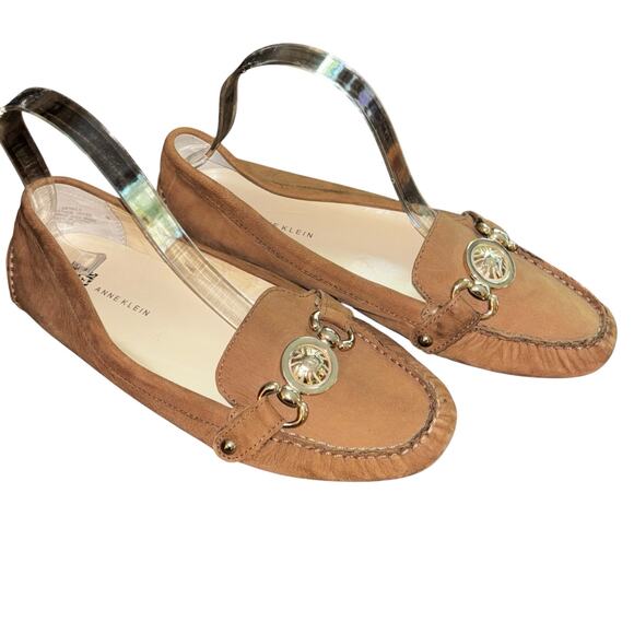 Anne Klein Womans Slip On Leather Driving Moc Loafers 8 Supple Soft Comfort Flat - Picture 1 of 8